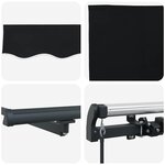 vidaXL Auvent rétractable noir Noir 450 × 300 cm tissu