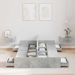 vidaXL Cadre de lit avec rangement avec tiroir Gris béton 120 x 200 cm