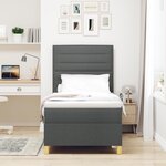 vidaXL Lit à ressorts avec matelas gris foncé 90x200 cm en tissu