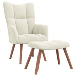 vidaXL Chaise de relaxation avec repose-pied Blanc crème Velours