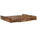 vidaXL Cadre de lit avec rangement avec tiroir Chêne fumé 200 x 200 cm