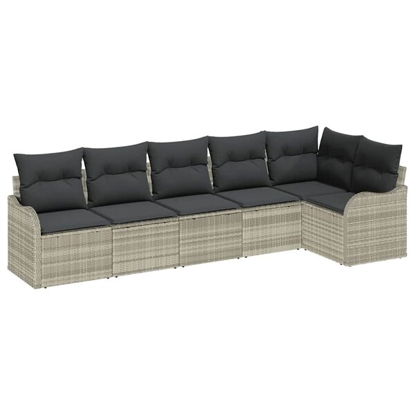 vidaXL Ensemble de canapé de jardin 6 Pièces Gris clair polyrotin