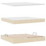 vidaXL Lit de rangement LED avec matelas Crème 200 x 200 cm Tissu