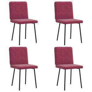 vidaXL Chaises à manger lot de 4 Rouge bordeaux Velours