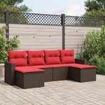 vidaXL Salon de jardin 6 Pièces avec coussins marron résine tressée