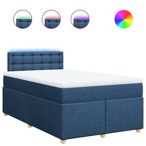 vidaXL Sommier à lattes de lit avec matelas Bleu 120x200 cm Tissu