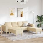 vidaXL Canapé de salon 3 Pièces Crème Polyester