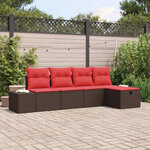vidaXL Ensemble de canapé de jardin 5 Pièces Marron 55 x 62 x 69 cm