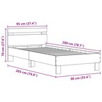 vidaXL Cadre de lit avec LED Chêne noir 90 x 200 cm Bois d'ingénierie