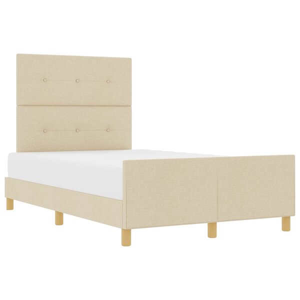 vidaXL Cadre de lit avec tête de lit Crème 120 x 190 cm tissu