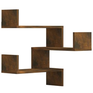vidaXL Étagères d'angle murales 2 Pièces Chêne fumé 40x40x50 cm Bois