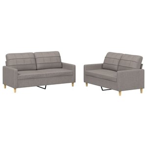 vidaXL Ensemble de canapés 2 Pièces avec coussins Taupe Tissu