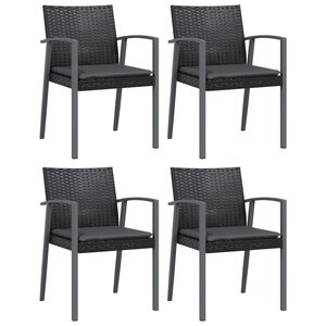 vidaXL Chaises de jardin et coussins lot de 4 noir 56 5x57x83 cm rotin