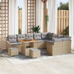 vidaXL Ensemble de canapé de jardin 12 pièces avec coussins Beige Poly Rattan Acacia