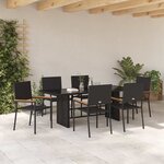 vidaXL Set de repas de jardin 7 pièces Noir Rattan Poly