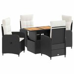 vidaXL Ensemble de repas extérieur 5 Pièces Noir et blanc crème