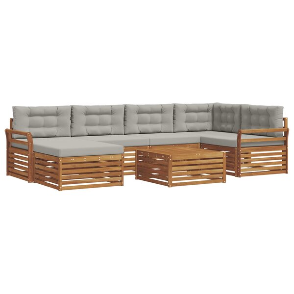 vidaXL Ensemble de canapés d'extérieur 7 pc Gris Naturel et Clair