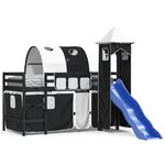 vidaXL Lit mezzanine enfants et tour sans matelas blanc noir 80x200cm
