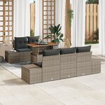 vidaXL Ensemble de 6 canapés de jardin avec coussins gris en rotin synthétique