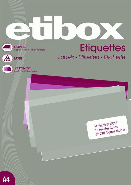 Boite 100f a4 400 etiquettes cop/las/jet coins droits a6 105 x 148 5 mm blanc etibox