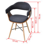 vidaXL Chaises à manger lot de 2 gris foncé bois courbé et tissu
