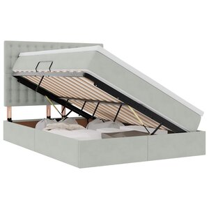 vidaXL Lit de rangement LED avec matelas Gris clair 140 x 200 cm
