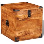 vidaXL Coffre de rangement cubique Bois massif de manguier