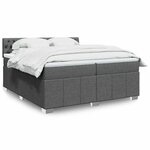 vidaXL Sommier à lattes de lit avec matelas Gris foncé 200x200cm Tissu