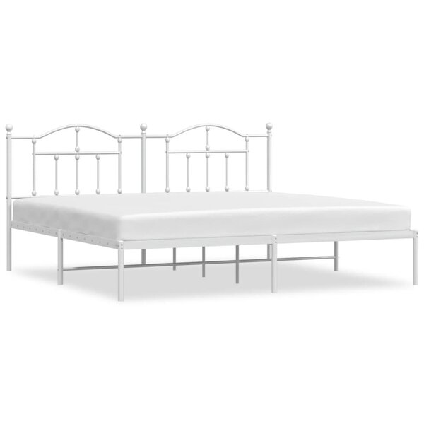 vidaXL Cadre de lit métal sans matelas et tête de lit blanc 200x200 cm