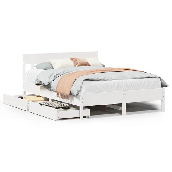 vidaXL Cadre de lit sans matelas blanc 150x200 cm bois de pin massif
