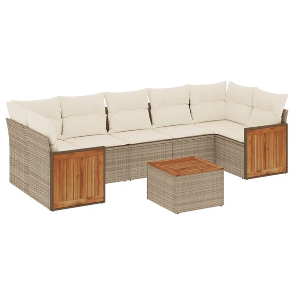 vidaXL Salon de jardin avec coussins 8 Pièces beige résine tressée