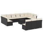 vidaXL Salon de jardin avec coussins 14 Pièces noir résine tressée