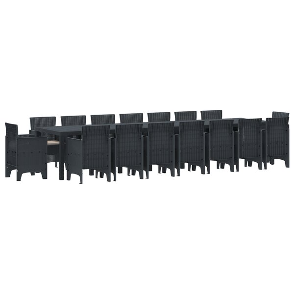 Ensemble de jardin 17 pièces avec coussins Anthracite en Résine