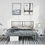 vidaXL Cadre de lit métal sans matelas avec tête de lit noir 135x190cm