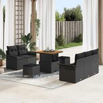 vidaXL Ensemble de canapé de jardin 8 Pièces Noir polyrotin