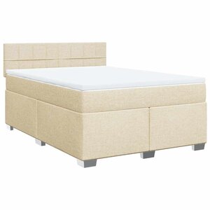 vidaXL Sommier à lattes de lit avec matelas Crème 140x190 cm Tissu