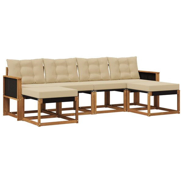 vidaXL Ensemble de canapés d'extérieur 6 Pièces Naturel et Beige