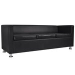 vidaXL Jeu de canapé à 2 places et à 3 places et fauteuil Noir