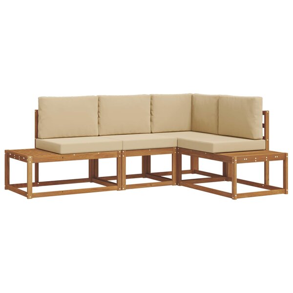 vidaXL 4 pc Ensemble de canapés d'extérieur Naturel et Beige