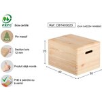 Boîte de rangement en pin massif avec couvercle taille 4