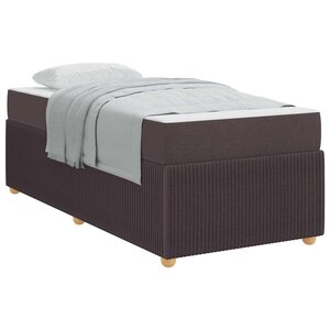 vidaXL Cadre de lit avec matelas Marron foncé 90 x 200 cm tissu