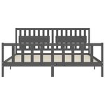 vidaXL Cadre de lit avec tête de lit gris 200x200 cm bois massif