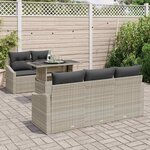 vidaXL Ensemble de canapé de jardin 6 Pièces Gris clair polyrotin
