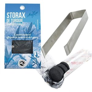 Résine de Storax de Turquie à brûler + pince et rouleau de charbons