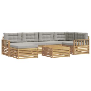 vidaXL Ensemble de canapés d'extérieur 7 pc Blanc et gris clair