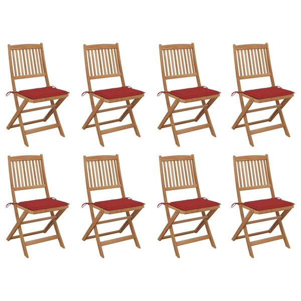 vidaXL Chaises pliables d'extérieur et coussins lot de 8 Bois d'acacia