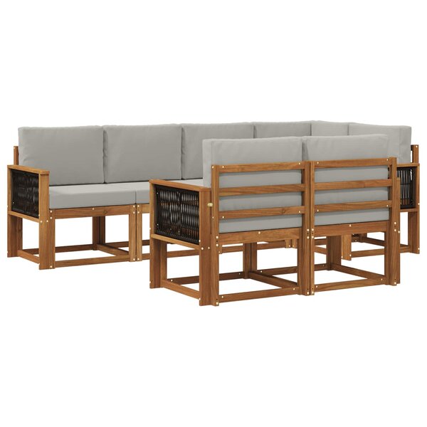 vidaXL Ensemble de canapés d'extérieur 7 pc Naturel et gris clair