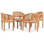 vidaXL Salon de jardin 5 Pièces en forme de banane Bois de teck solide