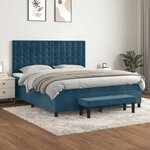 vidaXL Sommier à lattes de lit et matelas Bleu foncé 160x200cm Velours