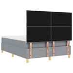 vidaXL Lit à ressorts avec matelas et lumière LED Gris clair 140x200 cm Tissu